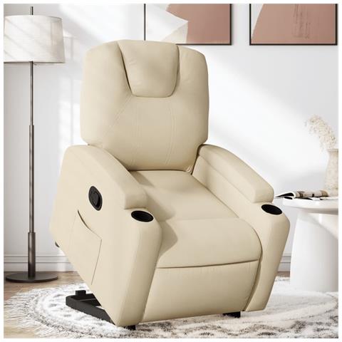 Poltrona Alzapersona Reclinabile Crema in Tessuto - Foto 2