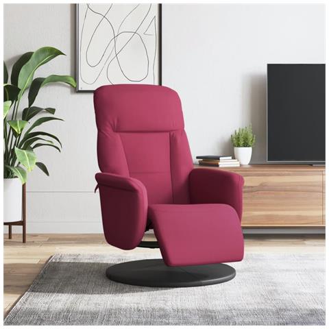 Poltrona Reclinabile con Poggiapiedi Rosso Vino in Velluto - Foto 2