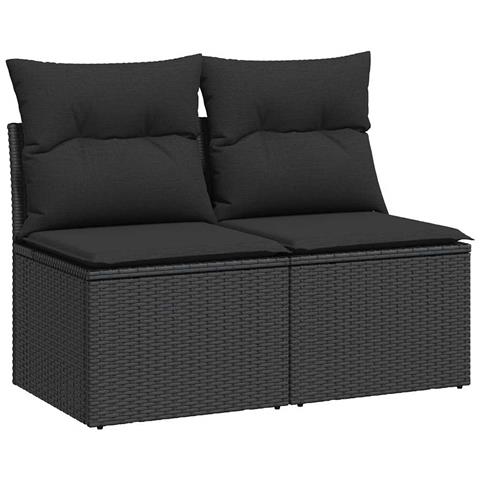 Set Divani da Giardino con Cuscini 2 pz Nero Polyrattan Acacia - Foto 1