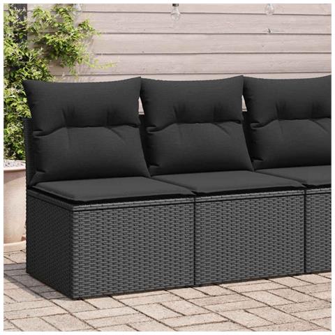 Set Divani da Giardino con Cuscini 2 pz Nero Polyrattan Acacia - Foto 2