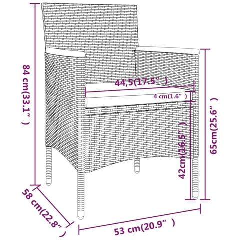 Set Bistrot Giardino 5 pz Polyrattan e Massello Acacia Grigio - Foto 9