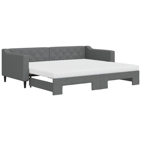 Divano Letto Estraibile Materassi Grigio Scuro 90x200cm Tessuto - Foto 1