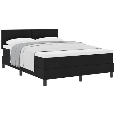 Letto con Box Spring e Materasso Nero 140x190 cm Tessuto - Foto 1