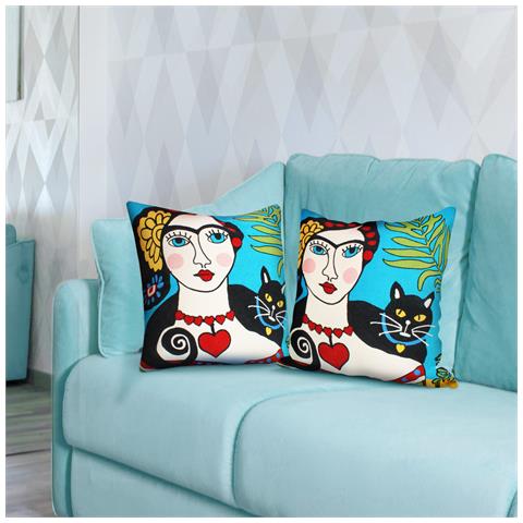 Set Di 2 Copricuscini 45x45 Cm Ricamati Art Marinea - Foto 2