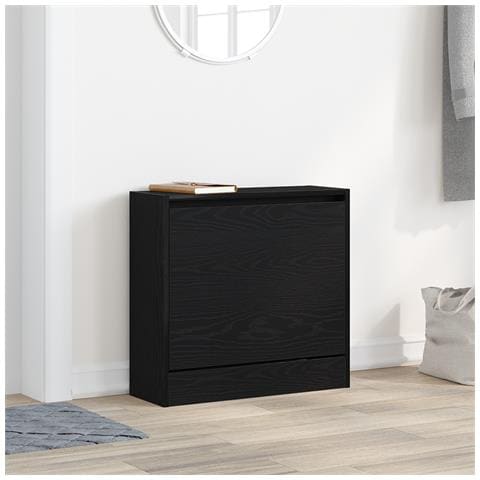Mobile per Scarpe Nero Rovere 60x21x57 cm Legno Ingegnerizzato - Foto 2