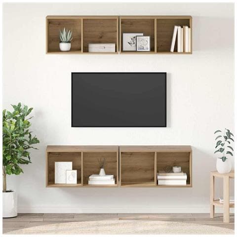 Mobile TV da Parete 4 pcs rovere artigianale 37 x 37 x 72 cm - Foto 2