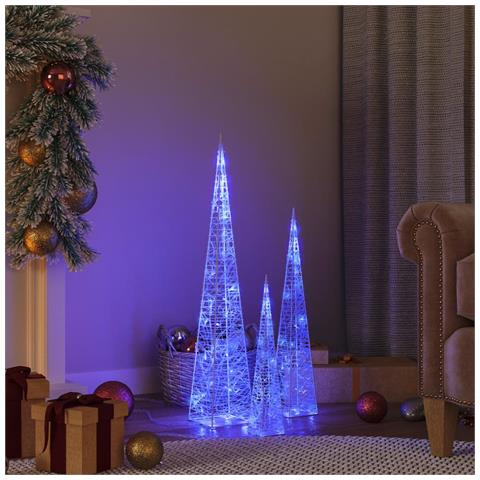 Lusso Casadino -  Set Coni Luce Led Decorativi Acrilici Blu 30/45/60cm - Foto 8