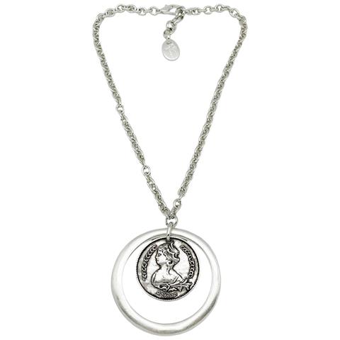 Collana Gd Coin Con Cerchio Placcato Argento - Foto 1