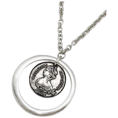 Collana Gd Coin Con Cerchio Placcato Argento - Foto 2