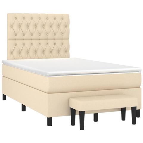 Giroletto a Molle con Materasso Crema 120x190 cm in Tessuto - Foto 1