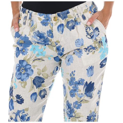 Pantaloni Lunghi In Lino Con Orli A Taglio Stretto 10dbf0413 Donna - Foto 2