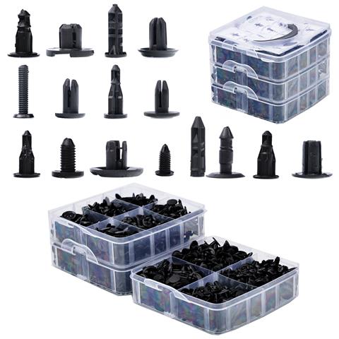 Set Di Rivetti Auto - 620 Pezzi In Scatola Di Plastica | Nylon Resistente, Nero | Per Carrozzeria, Interni, Finestrini, Motore - Foto 1