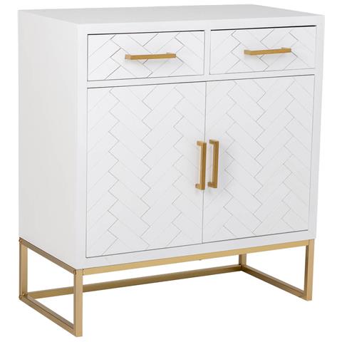 Credenza Con 2 Cassetti E 2 Ante In Legno E Metallo Bianco 80x39,5x89 - Foto 1