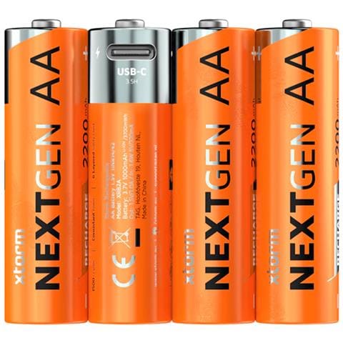 Confezione Da 4 Batterie Aa Ricaricabili Con Porta Usb-c, Collezione Nextgen, Con Cavo, Arancione - Foto 1