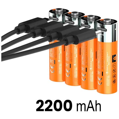 Confezione Da 4 Batterie Aa Ricaricabili Con Porta Usb-c, Collezione Nextgen, Con Cavo, Arancione - Foto 5