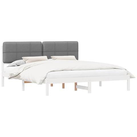 Letto con Testiera Rivestita Nero 200 x 200 cm Pino massello - Foto 1