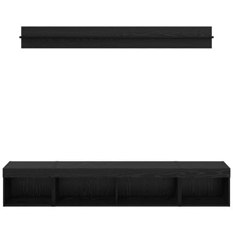 Set di Mobiletto da TV a Parete con led 5 pcs Rovere Nero - Foto 9