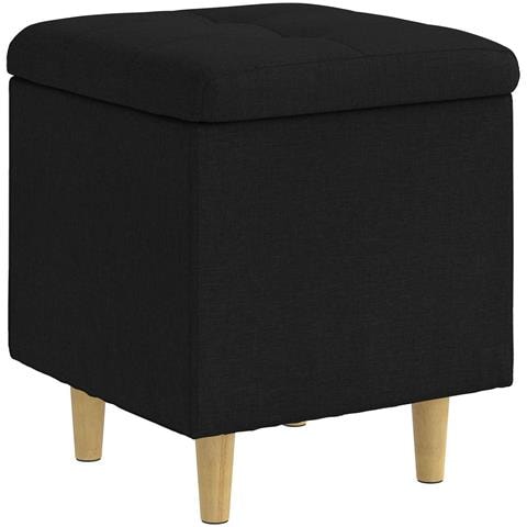 Pouf contenitore con cuscino Nero 40 x 40 x 45 cm Tessuto - Foto 1