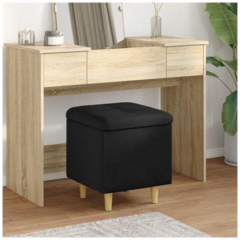 Pouf contenitore con cuscino Nero 40 x 40 x 45 cm Tessuto - Foto 2