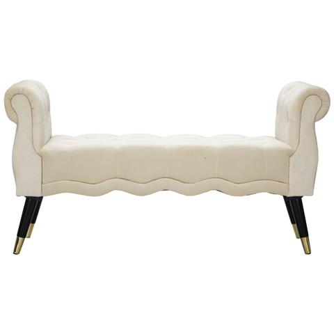 Panchetta Paris Crema E Gold In Velluto Trapuntato - L 120 Cm - Foto 2