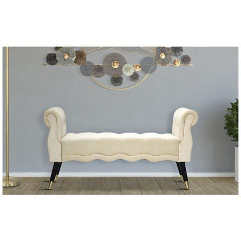 Panchetta Paris Crema E Gold In Velluto Trapuntato - L 120 Cm - Foto 8