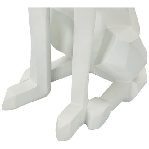 Scultura Cane Ory Svuotatasche Grande Low-poly In Resina Bianca E Oro - Foto 8