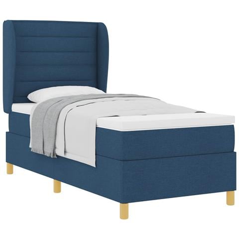 Letto a molle con materasso Blu 190 x 90 cm Tessuto - Foto 1