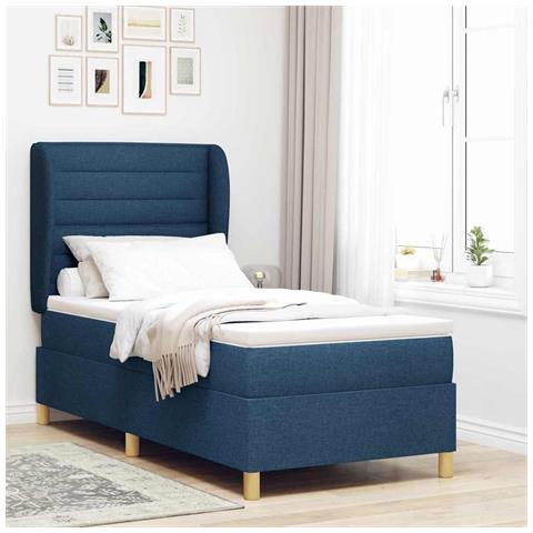 Letto a molle con materasso Blu 190 x 90 cm Tessuto - Foto 2