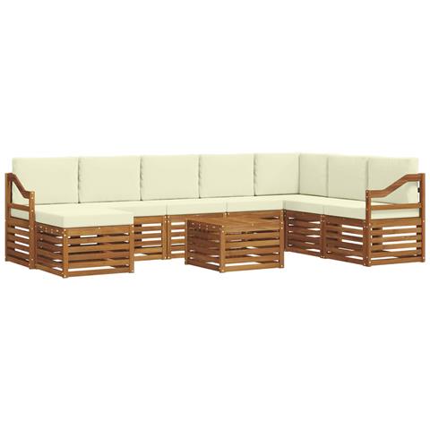 Set divani 9 pcs Naturale e Crema Legno di Acacia Massello - Foto 1