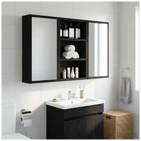 Armadio da bagno a muro Rovere Nero 30 x 10 x 50 cm - Foto 2