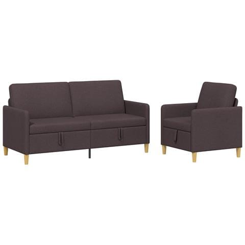 Set di Divani con Storage 2 pcs Marrone Scuro Poliestere - Foto 1