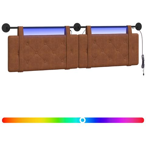 Testiera sospesa Con luce LED Marrone PU Antico - Foto 1