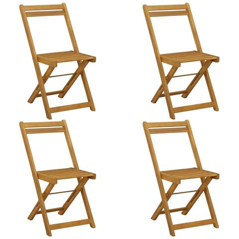 Sedie da giardino pieghevoli 4 pcs Naturale 40 x 53 x 80 cm - Foto 1