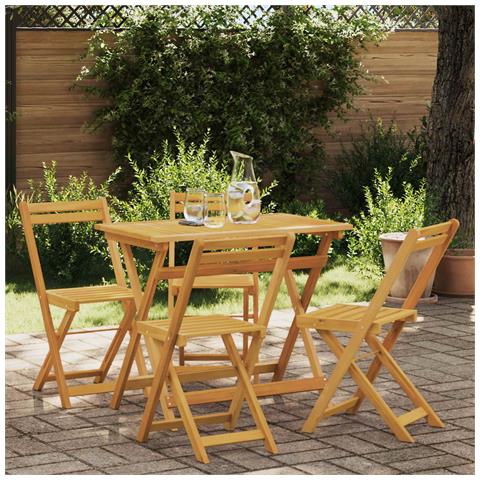 Sedie da giardino pieghevoli 4 pcs Naturale 40 x 53 x 80 cm - Foto 2