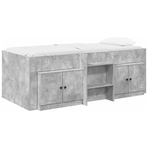 Struttura Letto Loft con Mobile con porta 3 pz Grigio Cemento - Foto 1