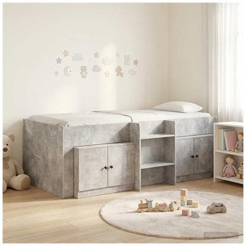 Struttura Letto Loft con Mobile con porta 3 pz Grigio Cemento - Foto 2