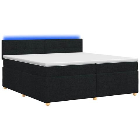 Letto box spring con materasso Nero 200 x 200 cm Tessuto - Foto 1