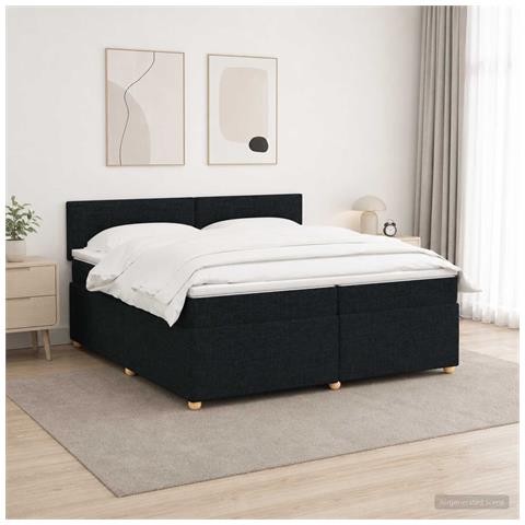 Letto box spring con materasso Nero 200 x 200 cm Tessuto - Foto 2