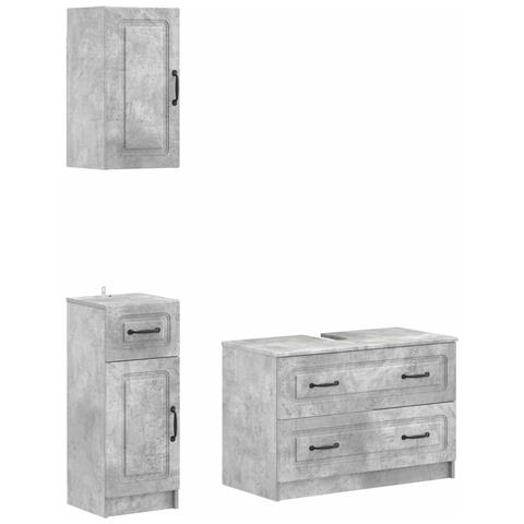 Set di armadietti da bagno in 3 pezzi UTRECHT Grigio Cemento - Foto 1