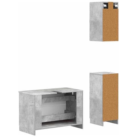 Set di armadietti da bagno in 3 pezzi UTRECHT Grigio Cemento - Foto 10