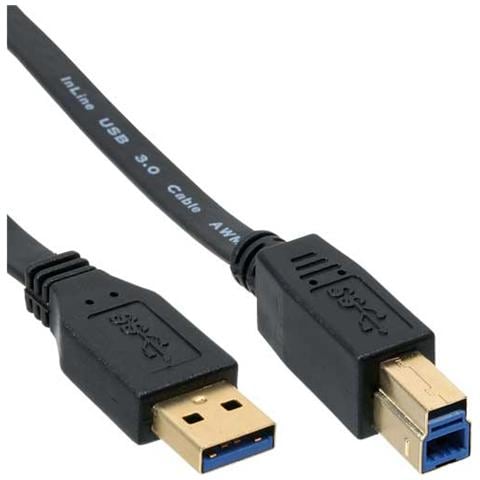 cavo usb 3.0 piatto type a maschio a type b maschio, pin dorati, nero, 1,5m - Foto 1