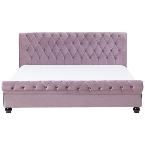 Letto Matrimoniale In Velluto Rosa In Stile Chesterfield 180x200cm Avallon - Foto 27