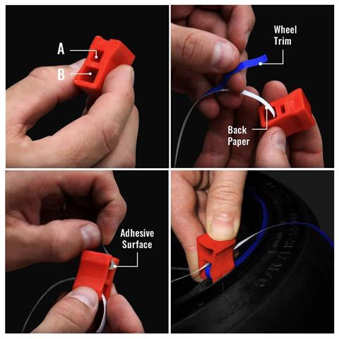 Wheel Trim Strisce Adesive Racing Per Cerchi Auto Con Applicatore, Giallo, 5 Mm X 6 Mt - Foto 2