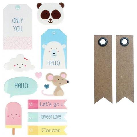 Adesivi Xl Puffies - Animali Adorabili + 20 Etichette Kraft Con Gagliardetto - Foto 1