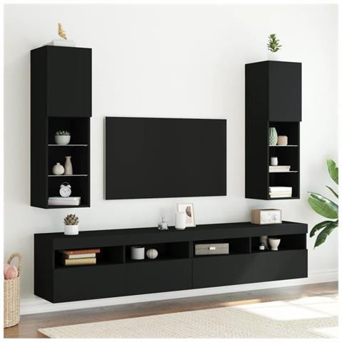 Mobile Tv Con Luci Led Nero 30,5x30x102 Cm - Foto 3