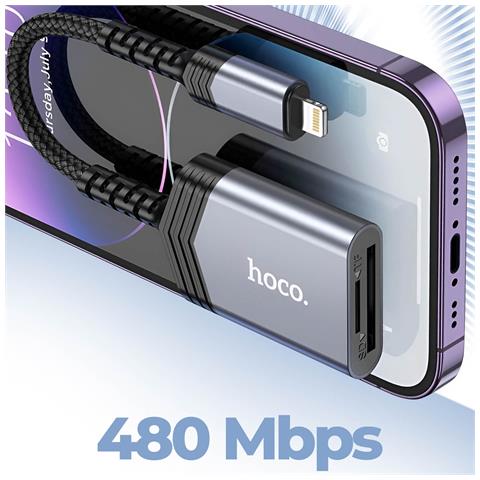 Lettore Di Schede Lightning Per Scheda Sd + Micro Sd (2tb), Grigio - Foto 2