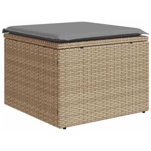 Sgabello Giardino Con Cuscino Beige 55x55x37 Cm In Polyrattan - Foto 1