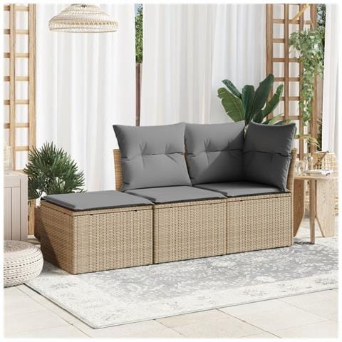 Sgabello Giardino Con Cuscino Beige 55x55x37 Cm In Polyrattan - Foto 6