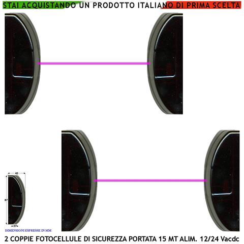 Fotocellule Di Sicurezza E Controllo Cancello Elettrico Automatico 2 Coppie Cellula130 Portata 15 Mt Lineari Montaggio - Foto 1