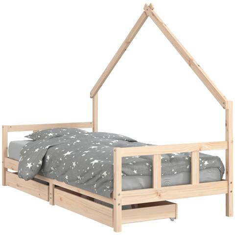 Giroletto Bambini con Cassetti 90x200 cm Legno Massello di Pino - Foto 2